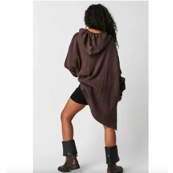 Free People One Gannet Hoodie Waffle Knit Pullover Small NEW - Picture 3 of 5